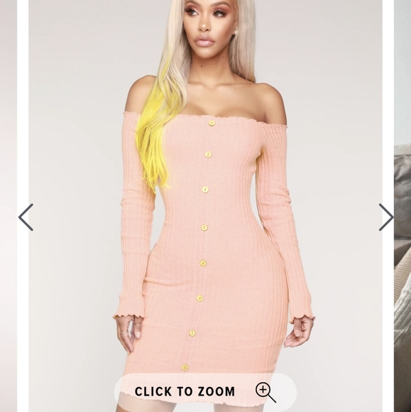 NWOT FN pink off shoulder dress - Picture 1 of 4